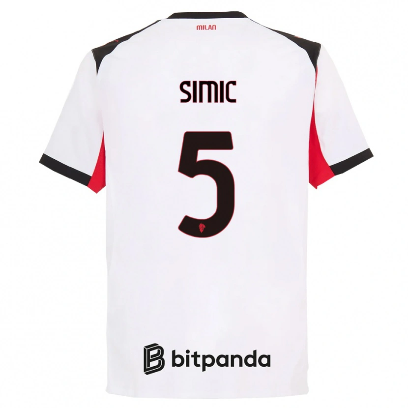 Danxen Barn Jan-Carlo Simic #5 Hvit Svart Bortetrøye Drakt Trøye 2025/26 Skjorter T-Skjorte