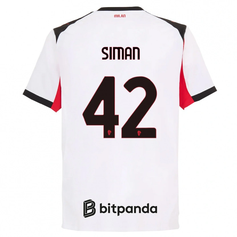 Danxen Barn Alexandru Șiman #42 Hvit Svart Bortetrøye Drakt Trøye 2025/26 Skjorter T-Skjorte