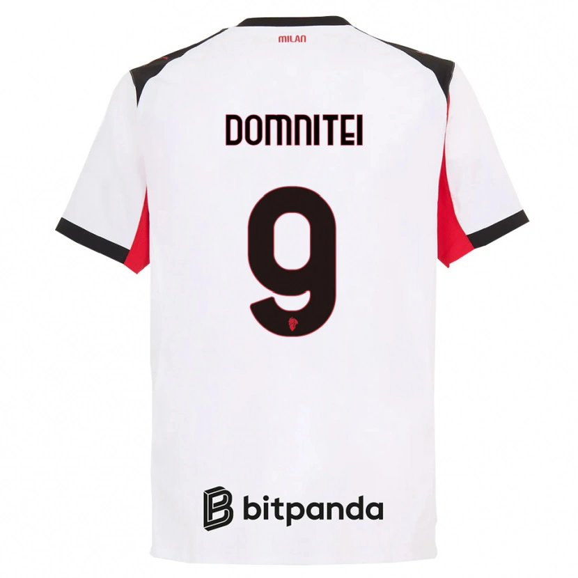 Danxen Barn Francesco Domniței #9 Hvit Svart Bortetrøye Drakt Trøye 2025/26 Skjorter T-Skjorte