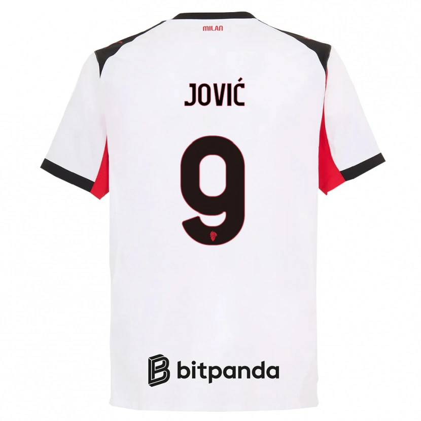 Danxen Barn Luka Jovic #9 Hvit Svart Bortetrøye Drakt Trøye 2025/26 Skjorter T-Skjorte