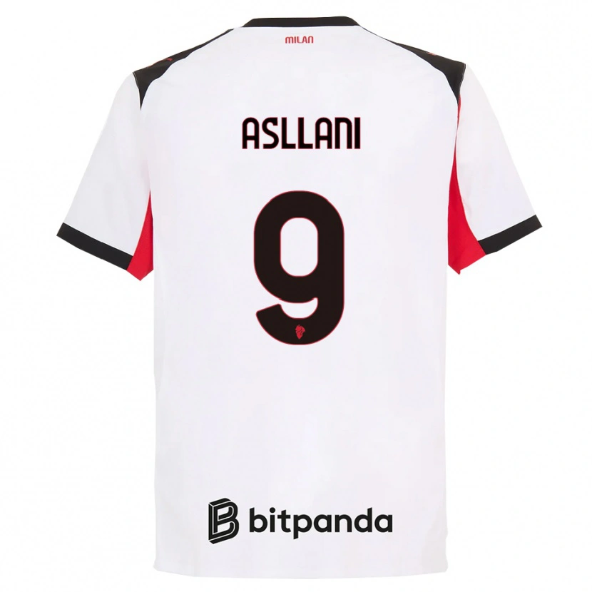Danxen Barn Kosovare Asllani #9 Hvit Svart Bortetrøye Drakt Trøye 2025/26 Skjorter T-Skjorte
