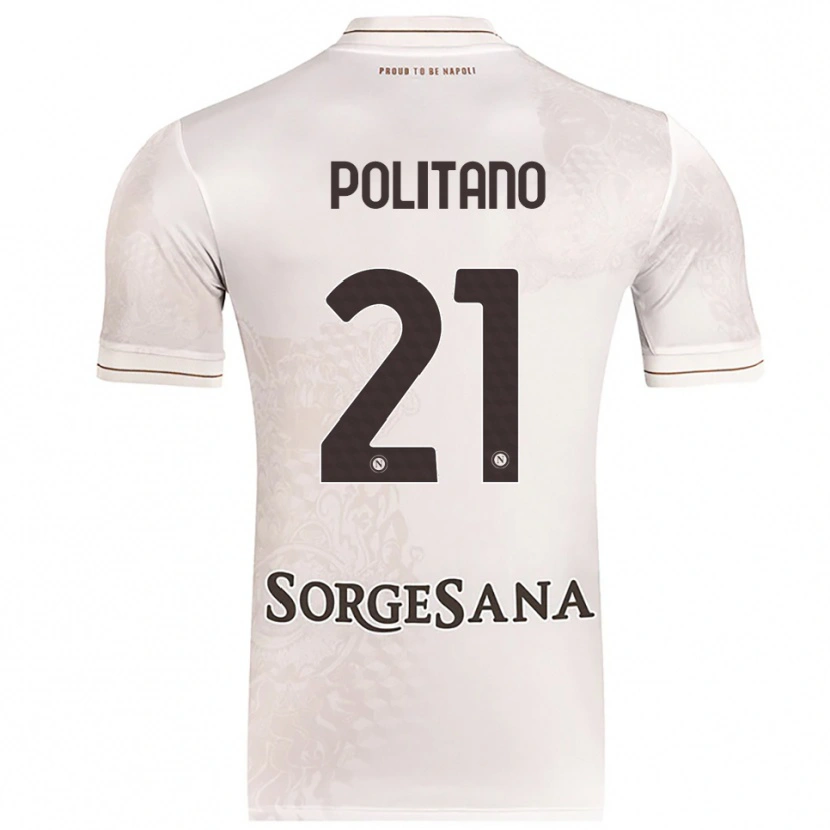 Danxen Barn Matteo Politano #21 Champagne Brun Bortetrøye Drakt Trøye 2025/26 Skjorter T-Skjorte
