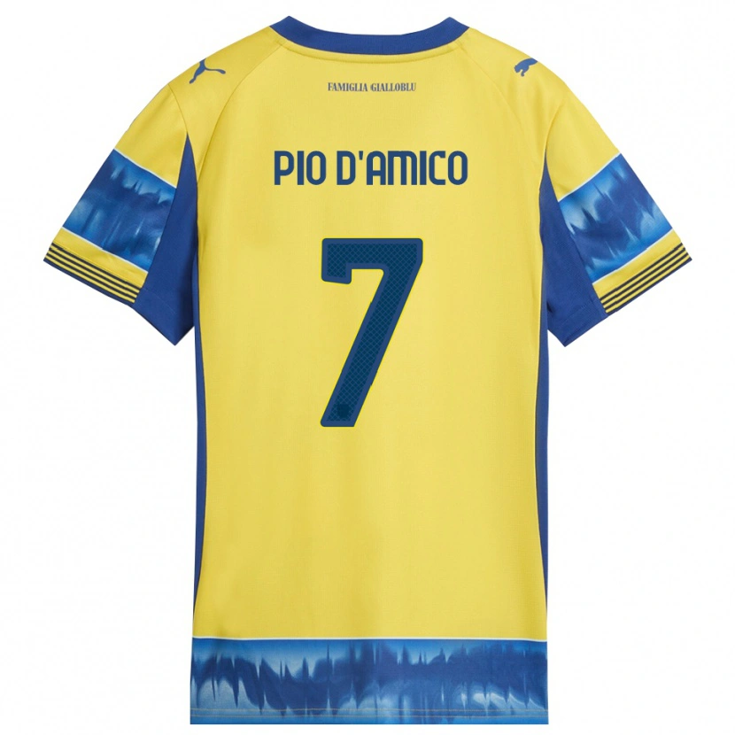 Danxen Barn Dario Pio D'amico #7 Gul Blå Bortetrøye Drakt Trøye 2025/26 Skjorter T-Skjorte