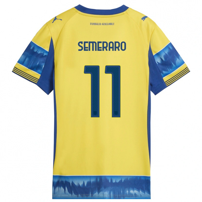 Danxen Barn Riccardo Semeraro #11 Gul Blå Bortetrøye Drakt Trøye 2025/26 Skjorter T-Skjorte