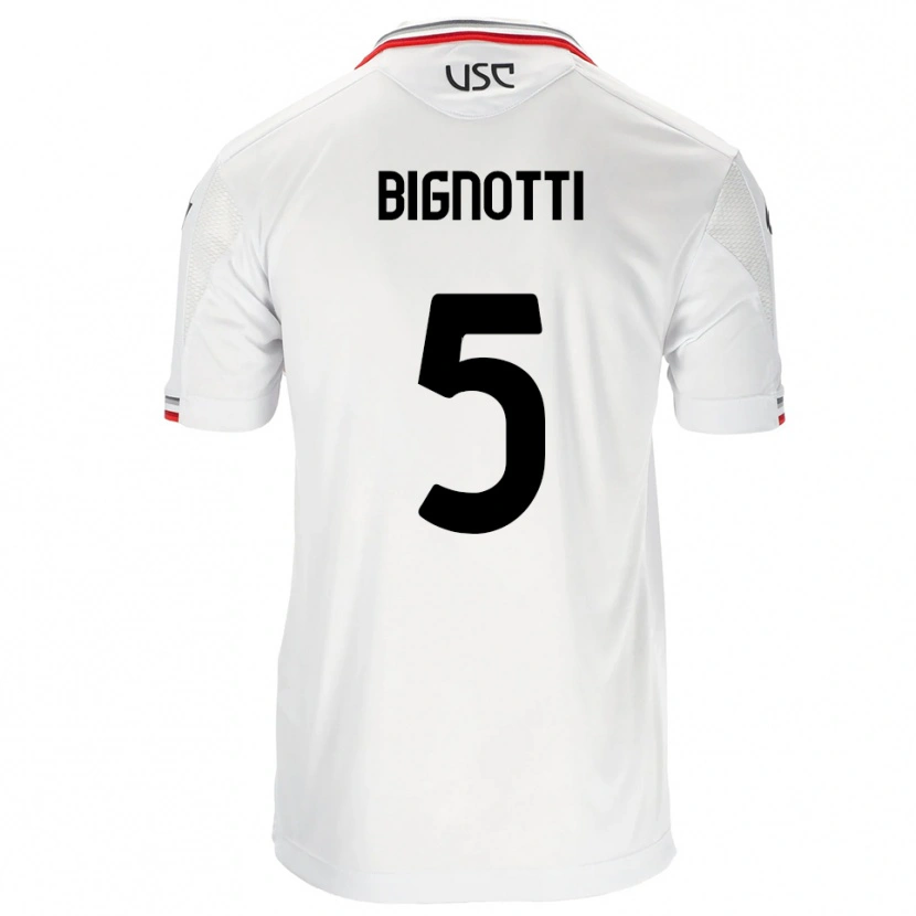 Danxen Barn Francesco Bignotti #5 Hvit Rød Bortetrøye Drakt Trøye 2025/26 Skjorter T-Skjorte