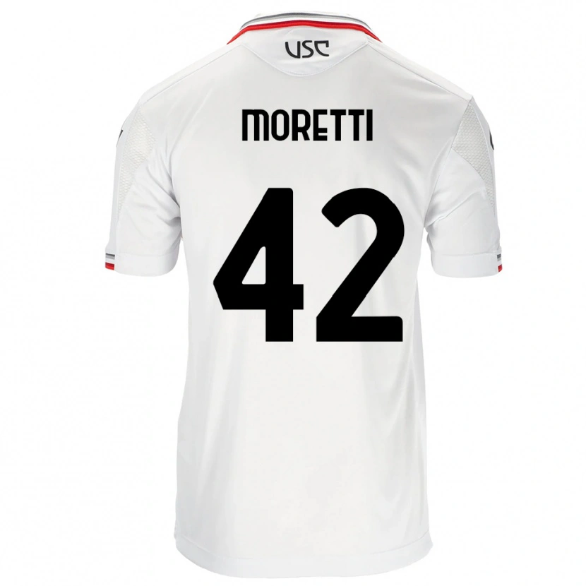 Danxen Barn Lorenzo Moretti #42 Hvit Rød Bortetrøye Drakt Trøye 2025/26 Skjorter T-Skjorte