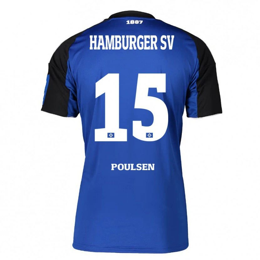 Danxen Barn Yussuf Poulsen #15 Blå Svart Bortetrøye Drakt Trøye 2025/26 Skjorter T-Skjorte