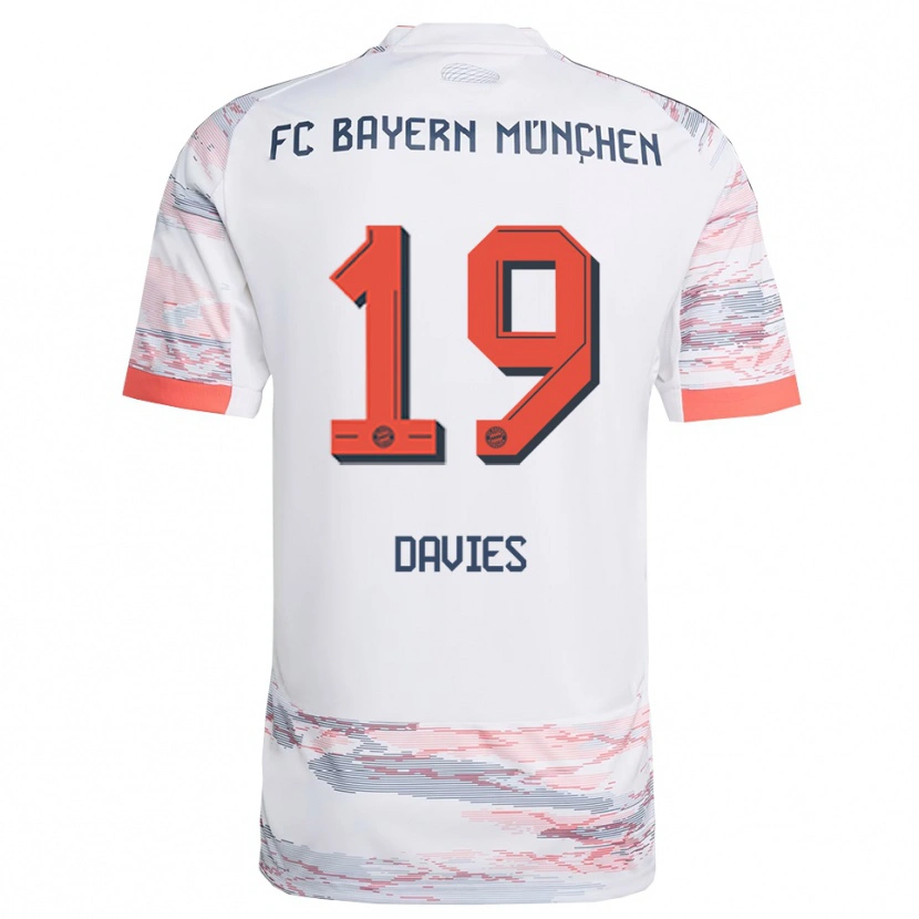 Danxen Barn Alphonso Davies #19 Hvit Grå Bortetrøye Drakt Trøye 2025/26 Skjorter T-Skjorte