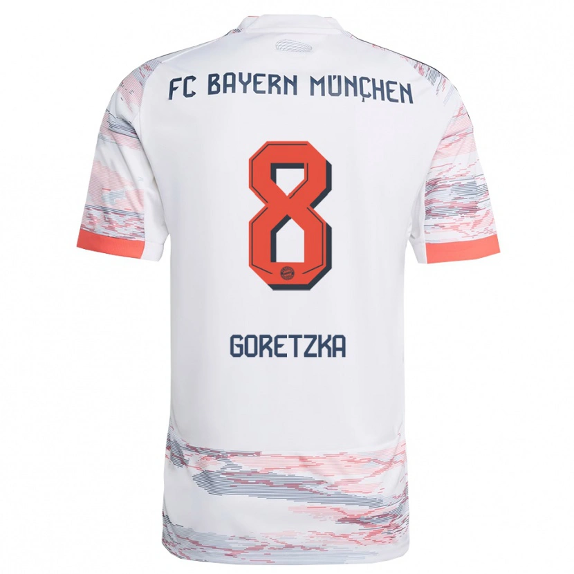 Danxen Barn Leon Goretzka #8 Hvit Grå Bortetrøye Drakt Trøye 2025/26 Skjorter T-Skjorte