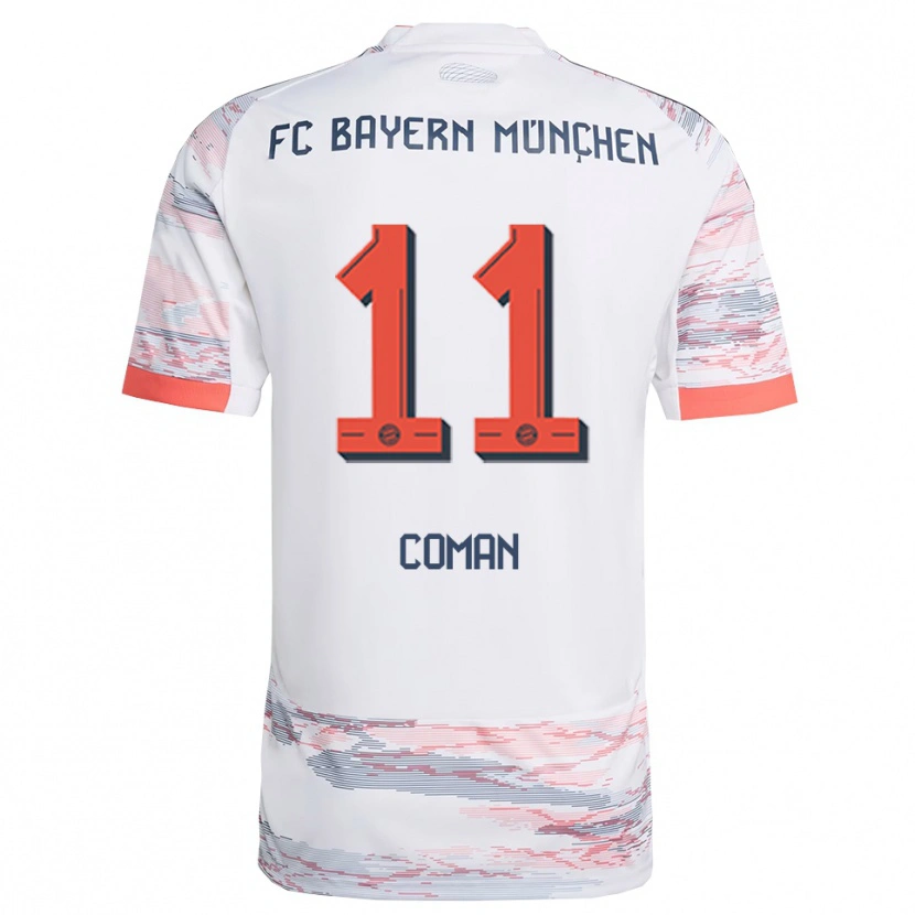 Danxen Barn Kingsley Coman #11 Hvit Grå Bortetrøye Drakt Trøye 2025/26 Skjorter T-Skjorte