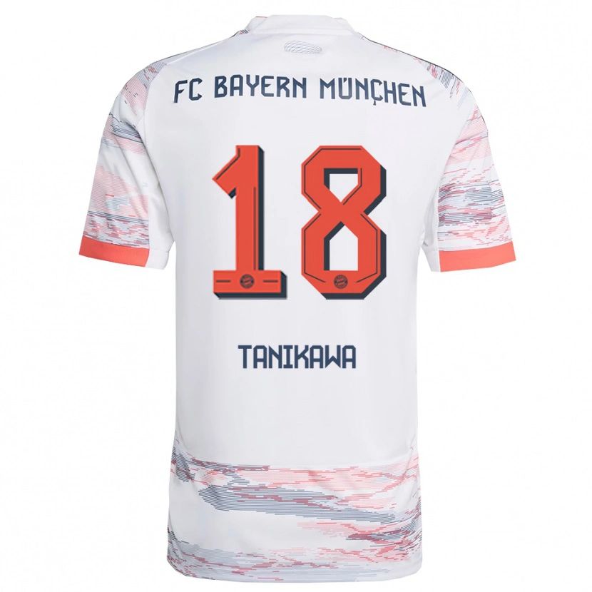 Danxen Barn Momoko Tanikawa #18 Hvit Grå Bortetrøye Drakt Trøye 2025/26 Skjorter T-Skjorte