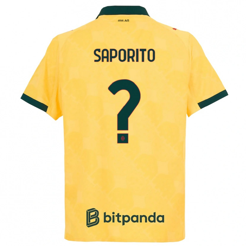 Danxen Barn Riccardo Saporito #0 Gul Svart Tredje Sett Drakt Trøye 2025/26 Skjorter T-Skjorte