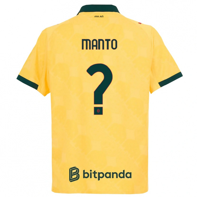 Danxen Barn Gaetano Manto #0 Gul Svart Tredje Sett Drakt Trøye 2025/26 Skjorter T-Skjorte