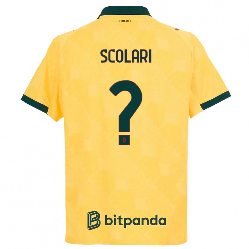 Danxen Barn Davide Scolari #0 Gul Svart Tredje Sett Drakt Trøye 2025/26 Skjorter T-Skjorte