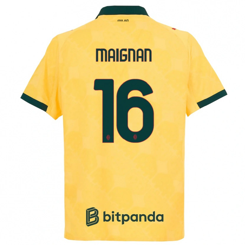 Danxen Barn Mike Maignan #16 Gul Svart Tredje Sett Drakt Trøye 2025/26 Skjorter T-Skjorte