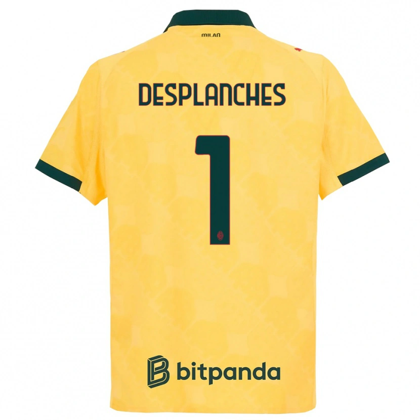 Danxen Barn Sebastiano Desplanches #1 Gul Svart Tredje Sett Drakt Trøye 2025/26 Skjorter T-Skjorte