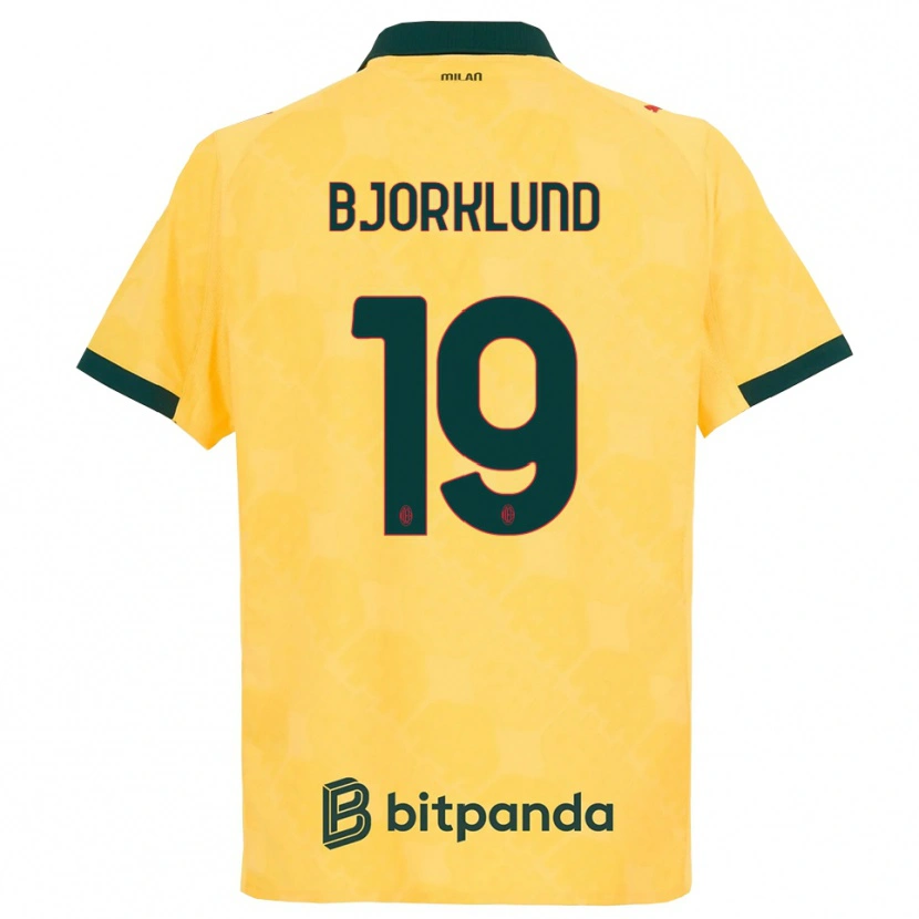 Danxen Barn Lukas Bjorklund #19 Gul Svart Tredje Sett Drakt Trøye 2025/26 Skjorter T-Skjorte