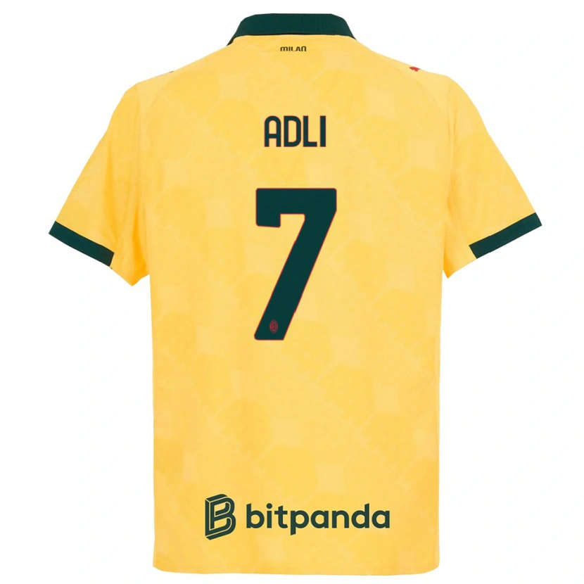 Danxen Barn Yacine Adli #7 Gul Svart Tredje Sett Drakt Trøye 2025/26 Skjorter T-Skjorte