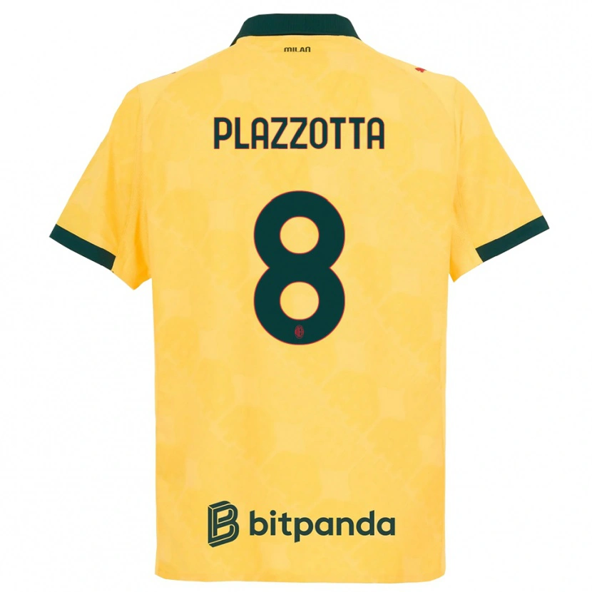 Danxen Barn Filippo Plazzotta #8 Gul Svart Tredje Sett Drakt Trøye 2025/26 Skjorter T-Skjorte