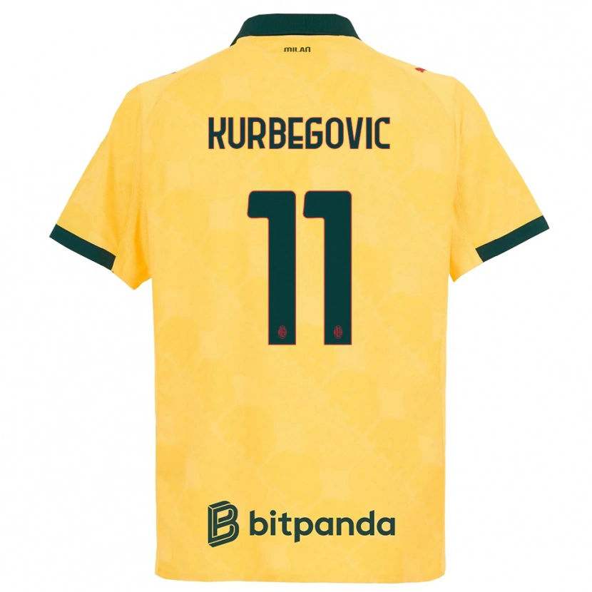 Danxen Barn Dino Kurbegovic #11 Gul Svart Tredje Sett Drakt Trøye 2025/26 Skjorter T-Skjorte
