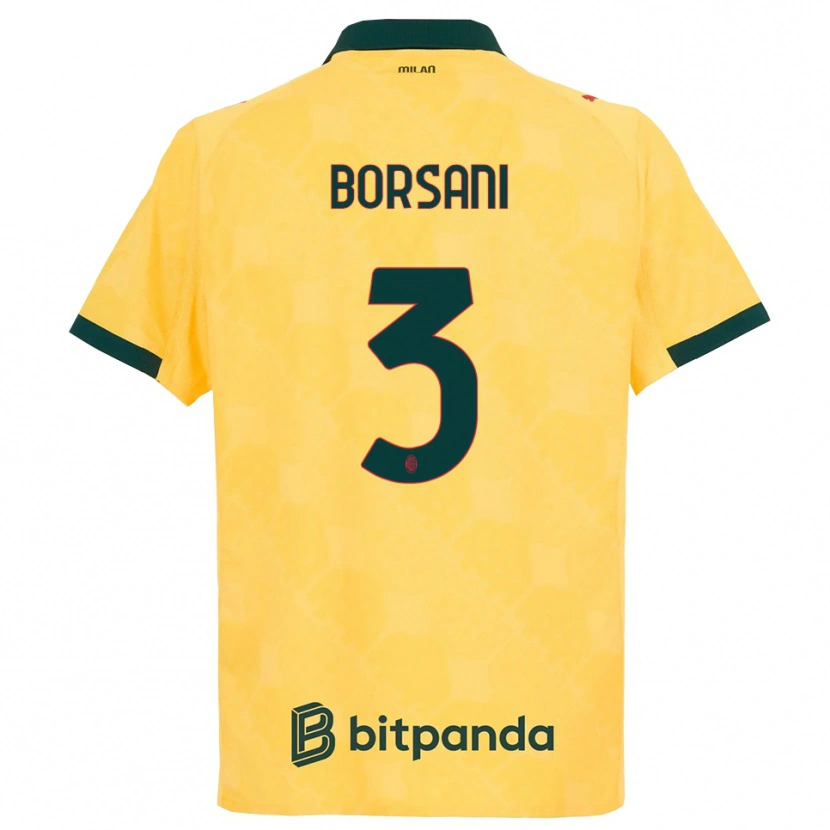 Danxen Barn Emanuele Borsani #3 Gul Svart Tredje Sett Drakt Trøye 2025/26 Skjorter T-Skjorte