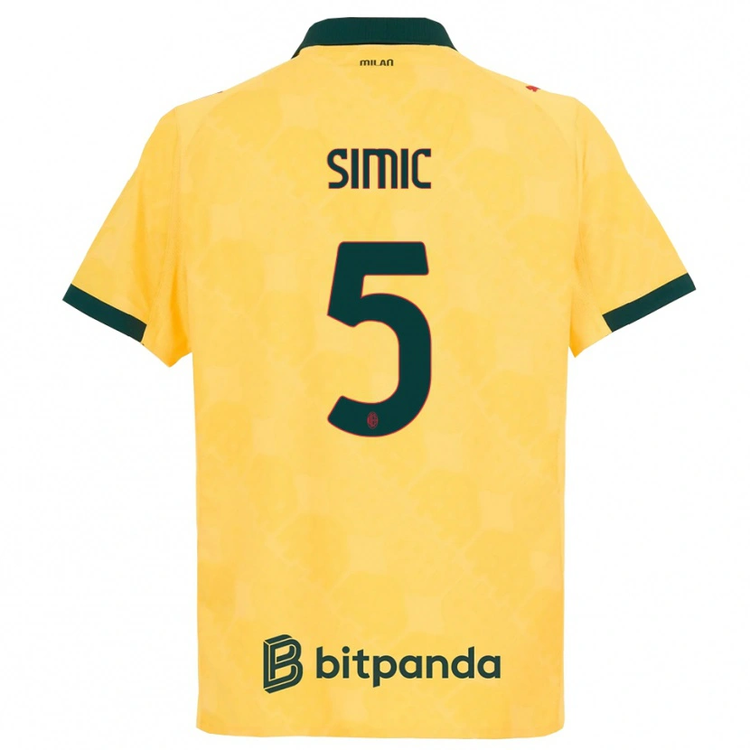 Danxen Barn Jan-Carlo Simic #5 Gul Svart Tredje Sett Drakt Trøye 2025/26 Skjorter T-Skjorte