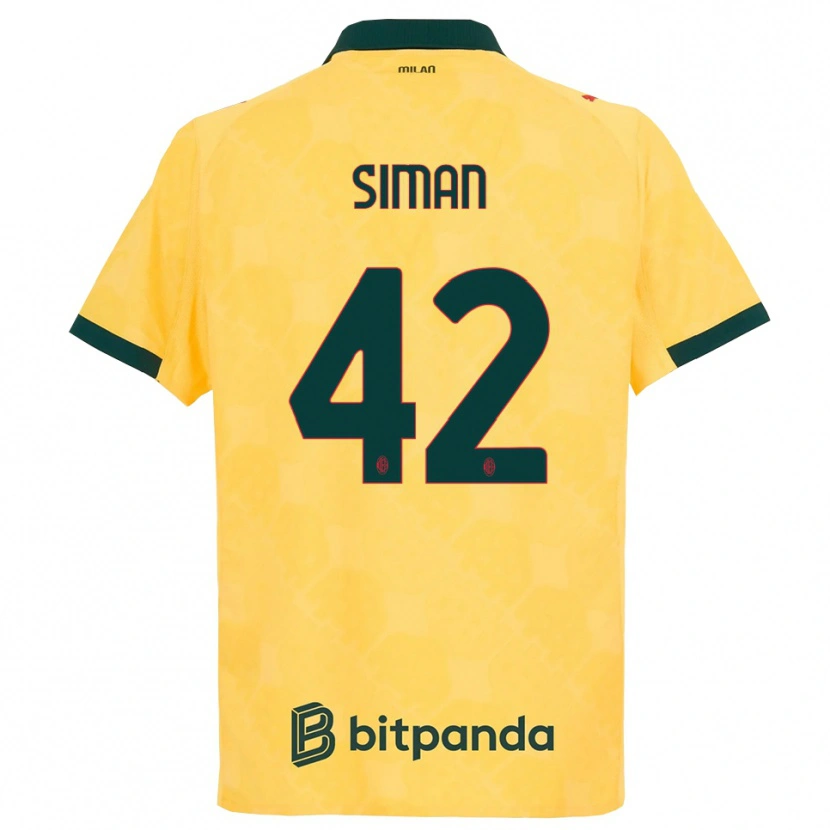 Danxen Barn Alexandru Șiman #42 Gul Svart Tredje Sett Drakt Trøye 2025/26 Skjorter T-Skjorte