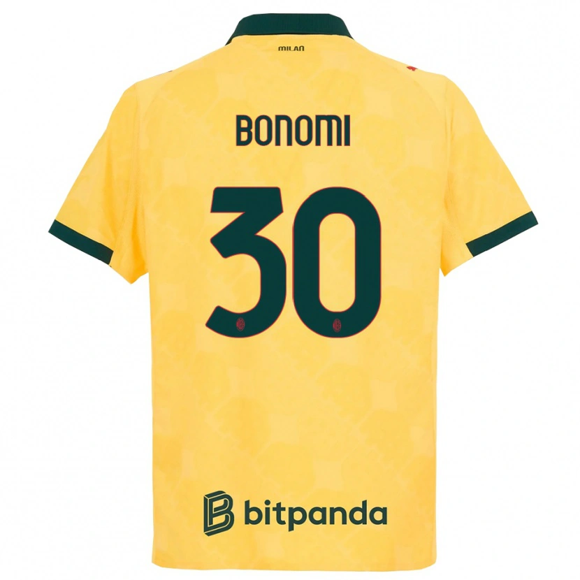 Danxen Barn Alessandro Bonomi #30 Gul Svart Tredje Sett Drakt Trøye 2025/26 Skjorter T-Skjorte
