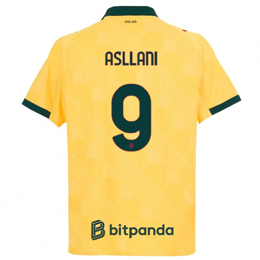 Danxen Barn Kosovare Asllani #9 Gul Svart Tredje Sett Drakt Trøye 2025/26 Skjorter T-Skjorte