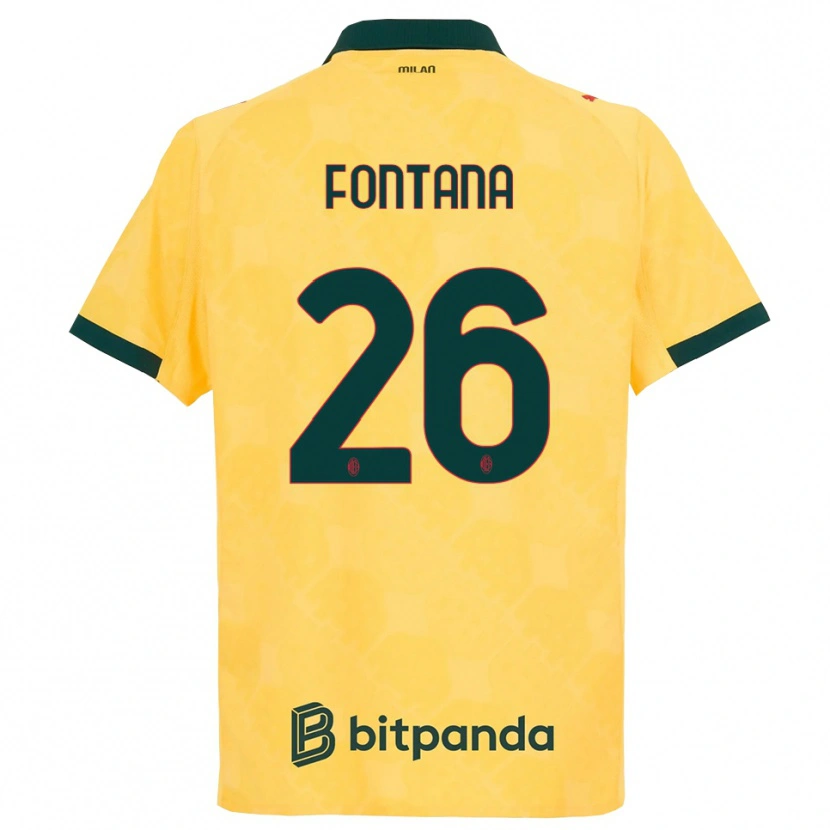 Danxen Barn Francesco Fontana #26 Gul Svart Tredje Sett Drakt Trøye 2025/26 Skjorter T-Skjorte