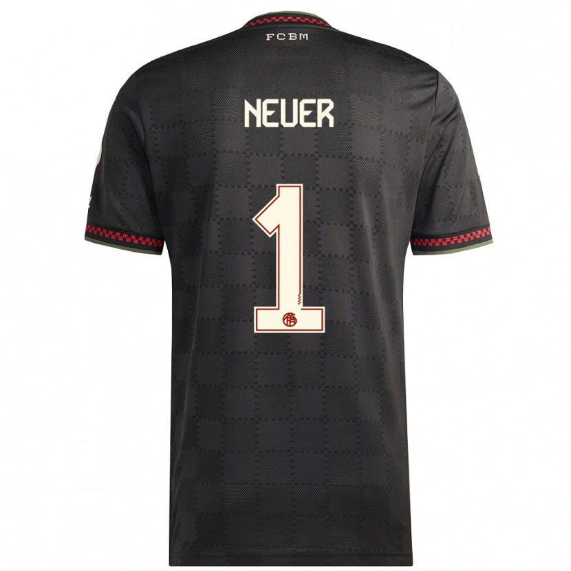 Danxen Barn Manuel Neuer #1 Svart Hvit Tredje Sett Drakt Trøye 2025/26 Skjorter T-Skjorte