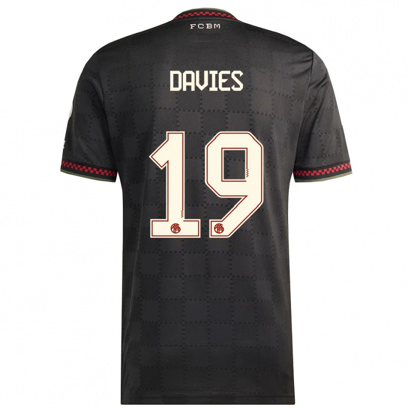 Danxen Barn Alphonso Davies #19 Svart Hvit Tredje Sett Drakt Trøye 2025/26 Skjorter T-Skjorte