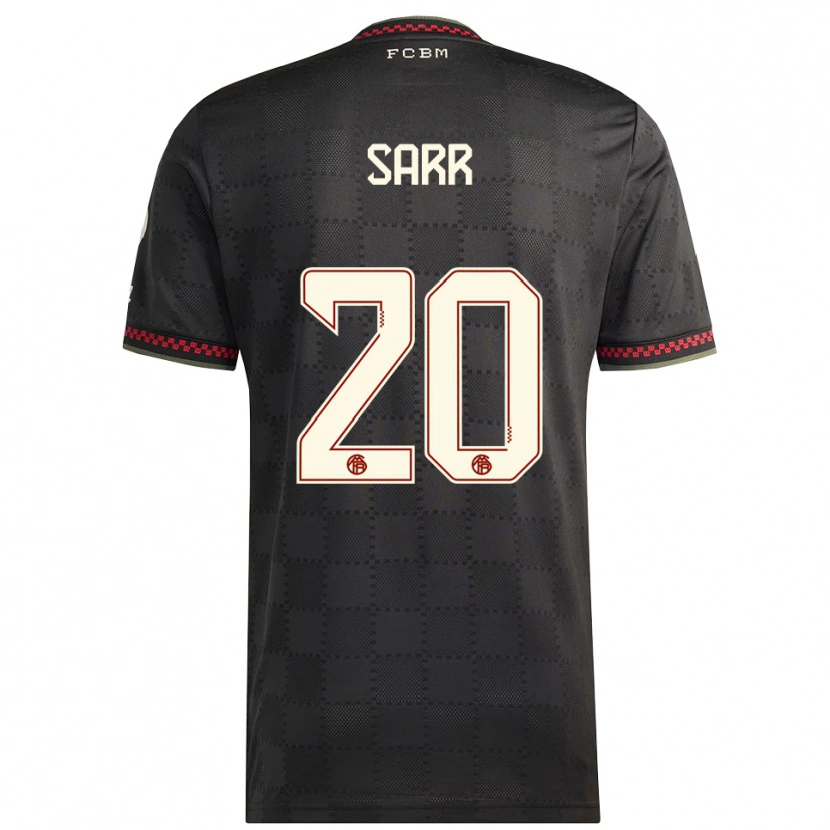 Danxen Barn Bouna Sarr #20 Svart Hvit Tredje Sett Drakt Trøye 2025/26 Skjorter T-Skjorte