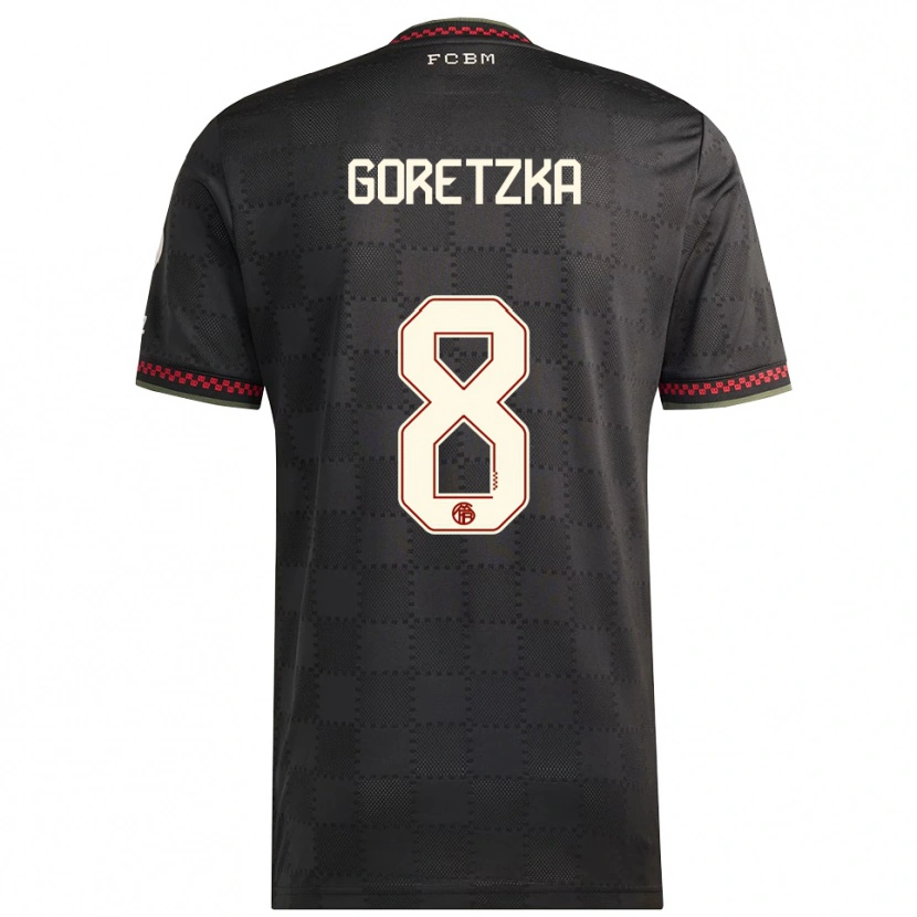 Danxen Barn Leon Goretzka #8 Svart Hvit Tredje Sett Drakt Trøye 2025/26 Skjorter T-Skjorte