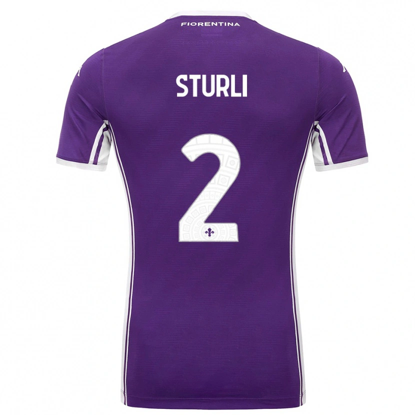 Danxen Mann Edoardo Sturli #2 Lilla Hvit Hjemmetrøye Drakt Trøye 2025/26 Skjorter T-Skjorte