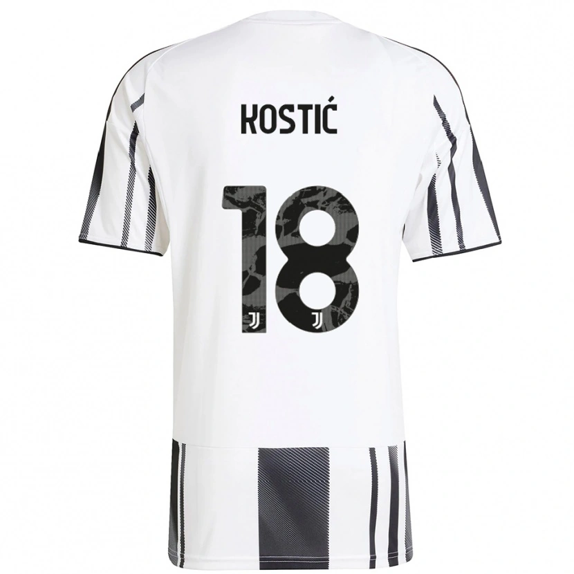Danxen Mann Filip Kostić #18 Hvit Svart Hjemmetrøye Drakt Trøye 2025/26 Skjorter T-Skjorte