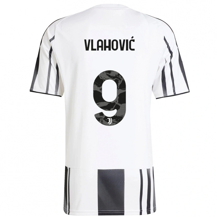 Danxen Mann Dušan Vlahović #9 Hvit Svart Hjemmetrøye Drakt Trøye 2025/26 Skjorter T-Skjorte