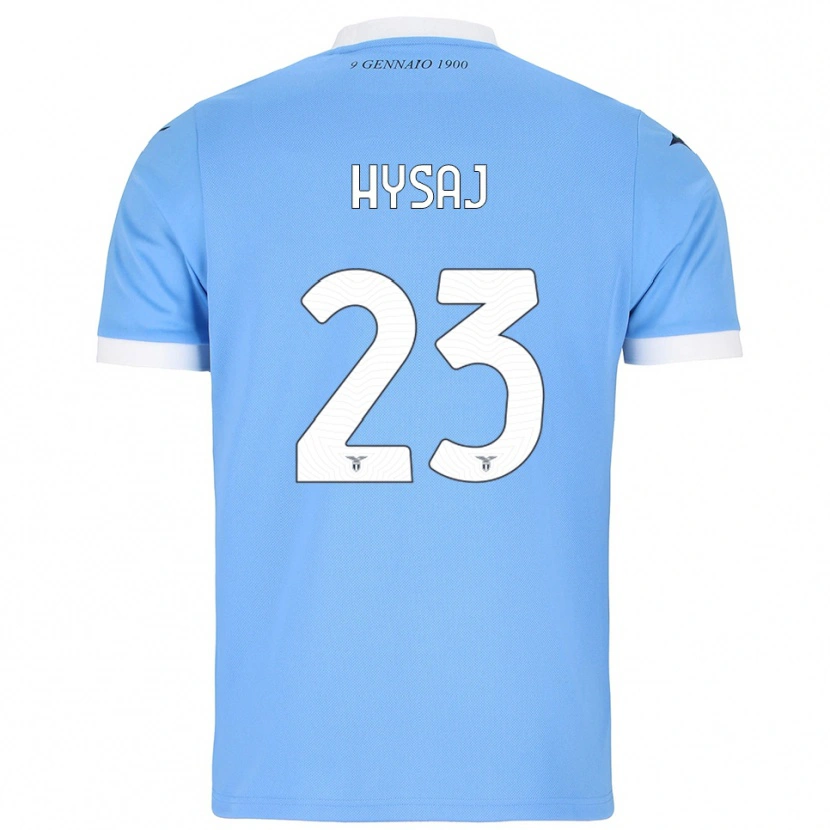 Danxen Mann Elseid Hysaj #23 Lyseblå Hvit Hjemmetrøye Drakt Trøye 2025/26 Skjorter T-Skjorte