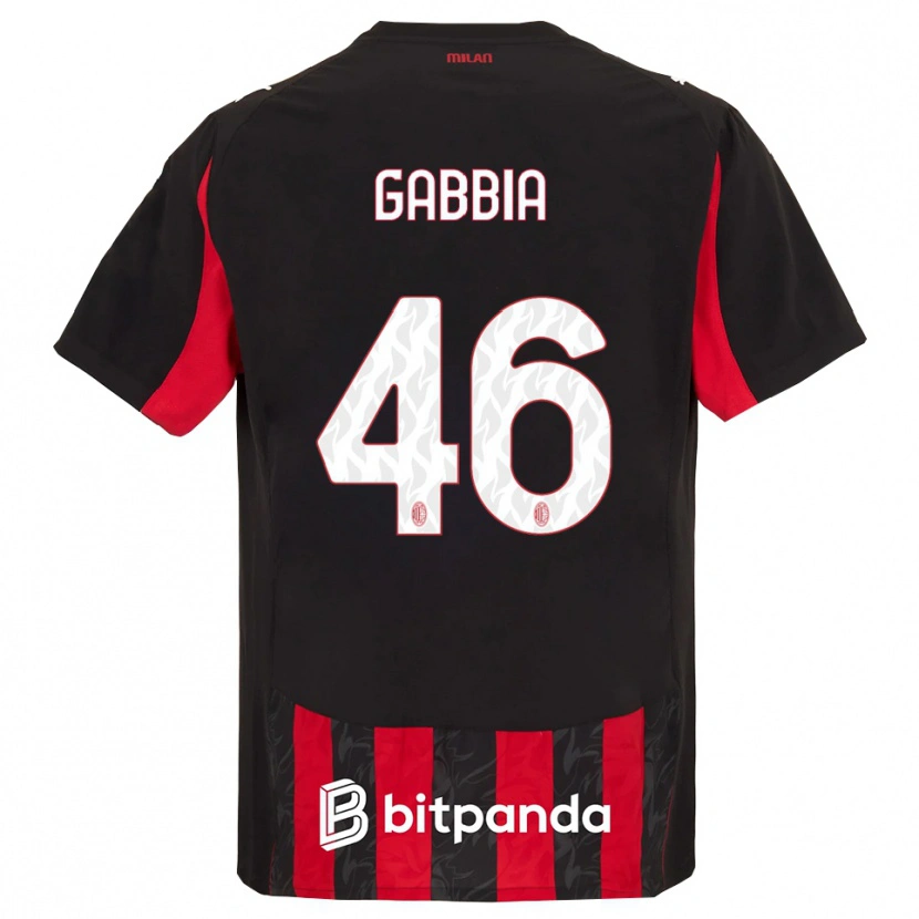 Danxen Mann Matteo Gabbia #46 Rød Svart Hjemmetrøye Drakt Trøye 2025/26 Skjorter T-Skjorte