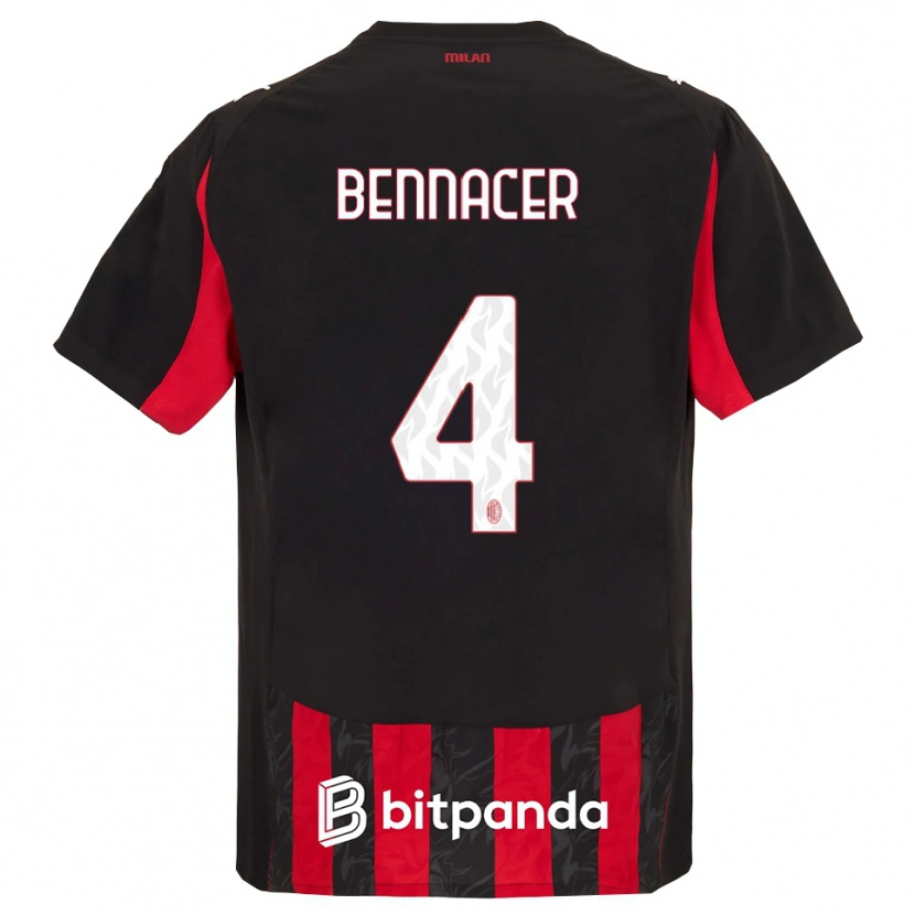 Danxen Mann Ismaël Bennacer #4 Rød Svart Hjemmetrøye Drakt Trøye 2025/26 Skjorter T-Skjorte