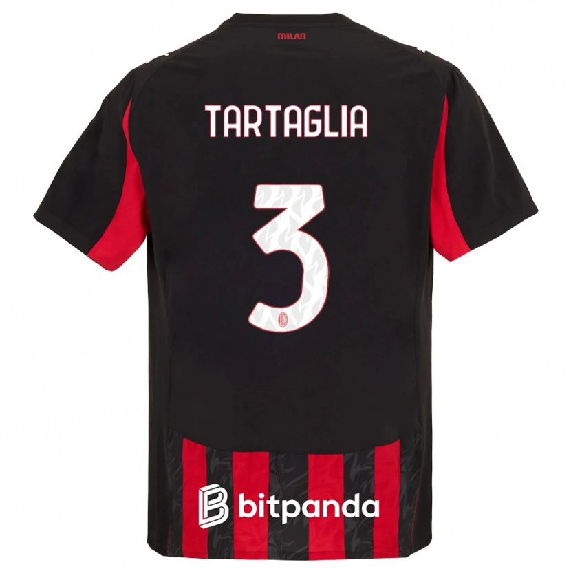 Danxen Mann Edoardo Tartaglia #3 Rød Svart Hjemmetrøye Drakt Trøye 2025/26 Skjorter T-Skjorte