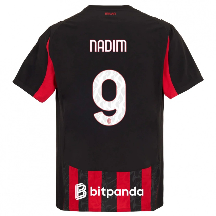 Danxen Mann Nadia Nadim #9 Rød Svart Hjemmetrøye Drakt Trøye 2025/26 Skjorter T-Skjorte