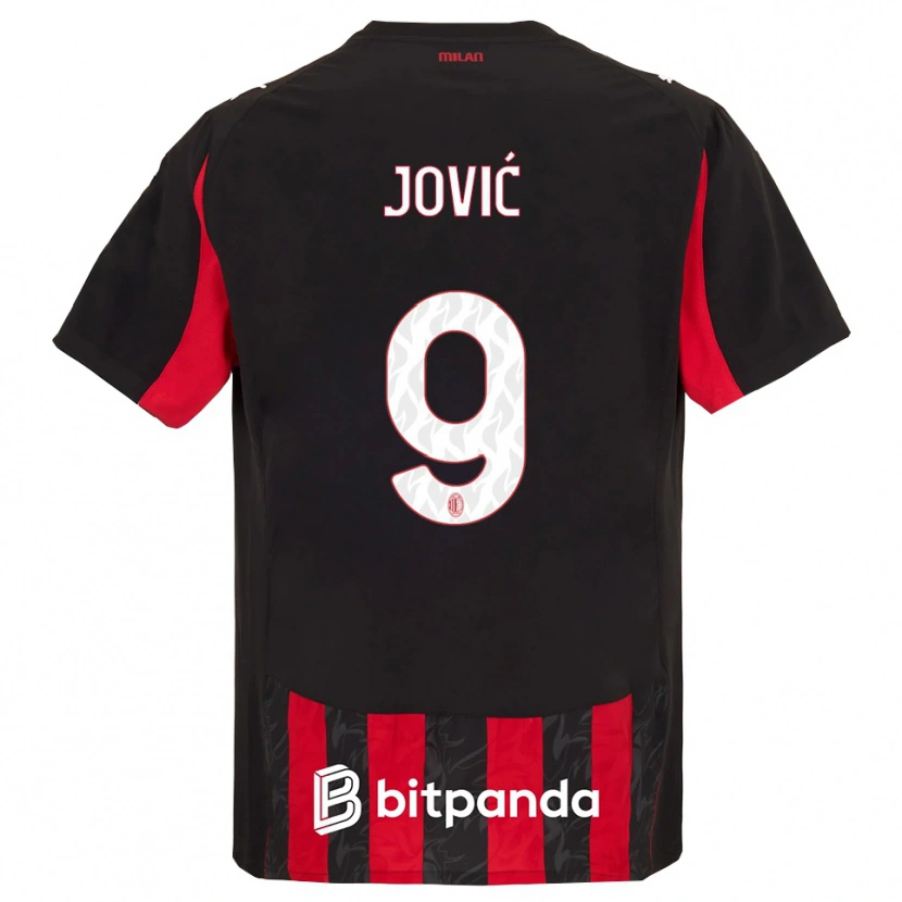 Danxen Mann Luka Jovic #9 Rød Svart Hjemmetrøye Drakt Trøye 2025/26 Skjorter T-Skjorte