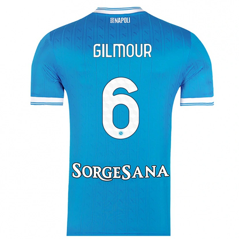 Danxen Mann Billy Gilmour #6 Lyseblå Hvit Hjemmetrøye Drakt Trøye 2025/26 Skjorter T-Skjorte