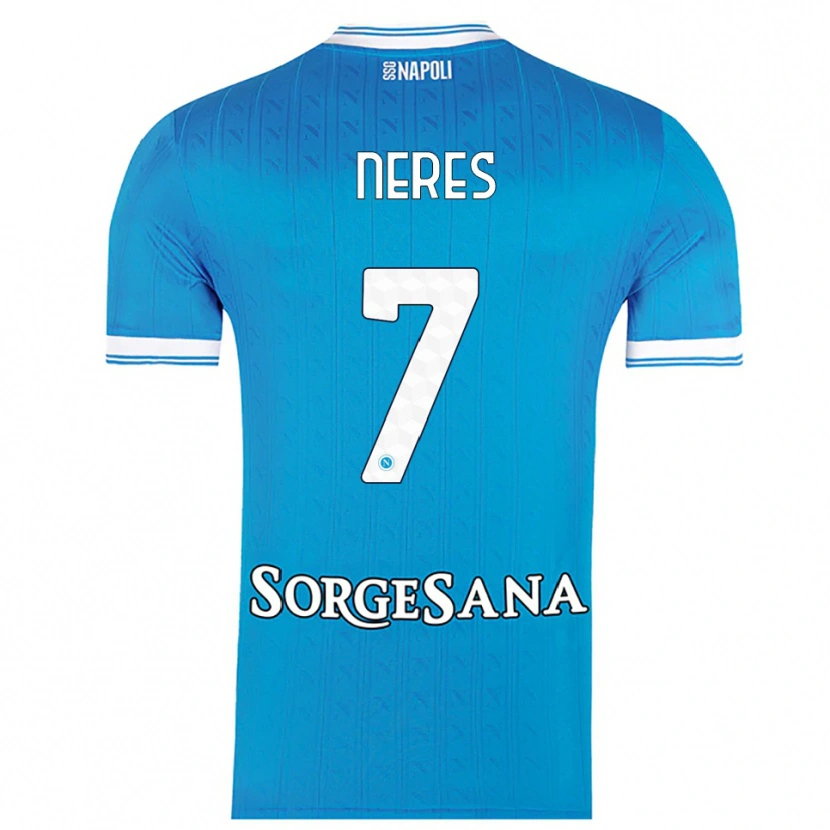 Danxen Mann David Neres #7 Lyseblå Hvit Hjemmetrøye Drakt Trøye 2025/26 Skjorter T-Skjorte