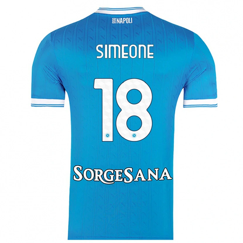 Danxen Mann Giovanni Simeone #18 Lyseblå Hvit Hjemmetrøye Drakt Trøye 2025/26 Skjorter T-Skjorte