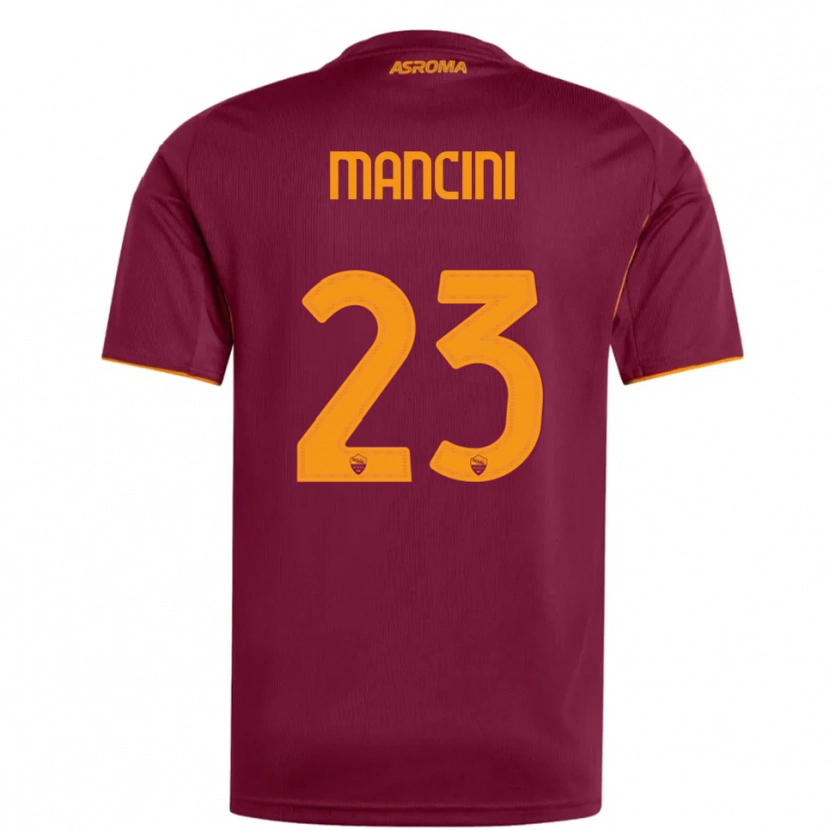Danxen Mann Gianluca Mancini #23 Burgunder Oransje Hjemmetrøye Drakt Trøye 2025/26 Skjorter T-Skjorte