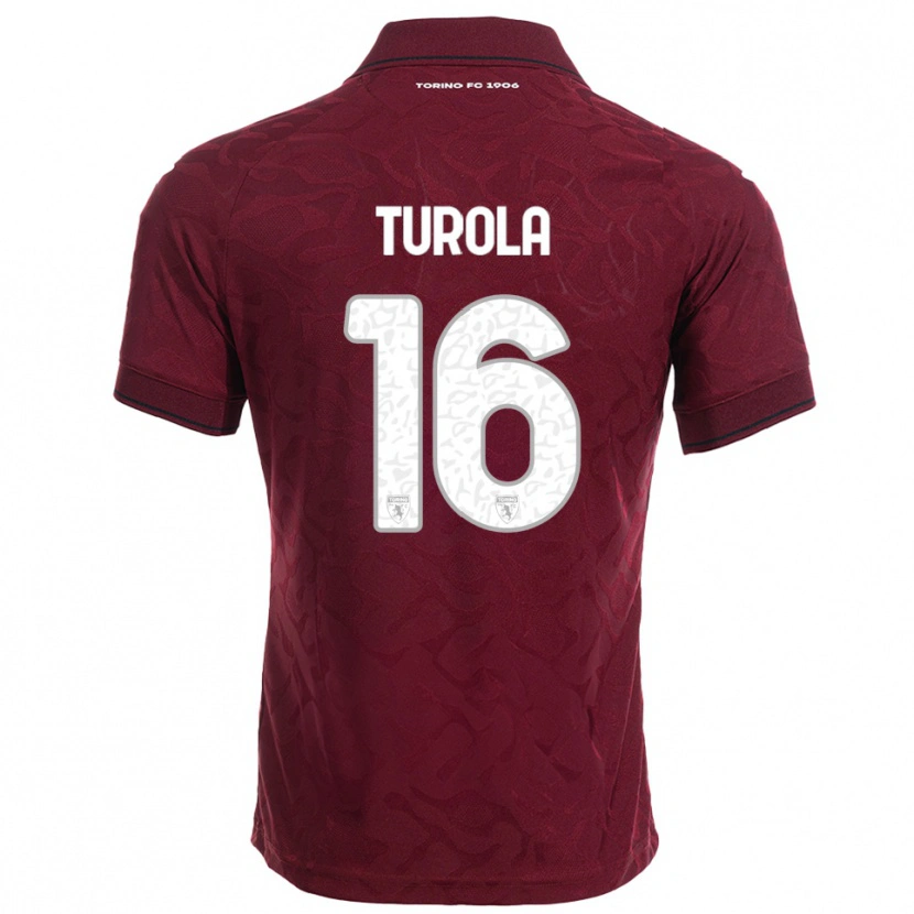 Danxen Mann Cristian Turola #16 Burgunder Hvit Hjemmetrøye Drakt Trøye 2025/26 Skjorter T-Skjorte