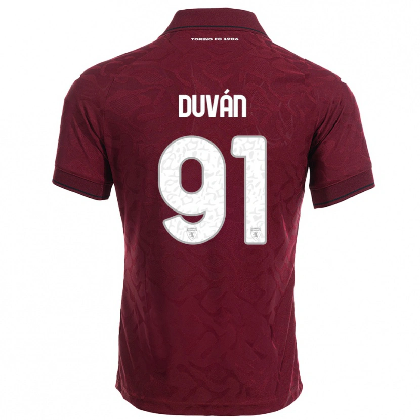 Danxen Mann Duván Zapata #91 Burgunder Hvit Hjemmetrøye Drakt Trøye 2025/26 Skjorter T-Skjorte