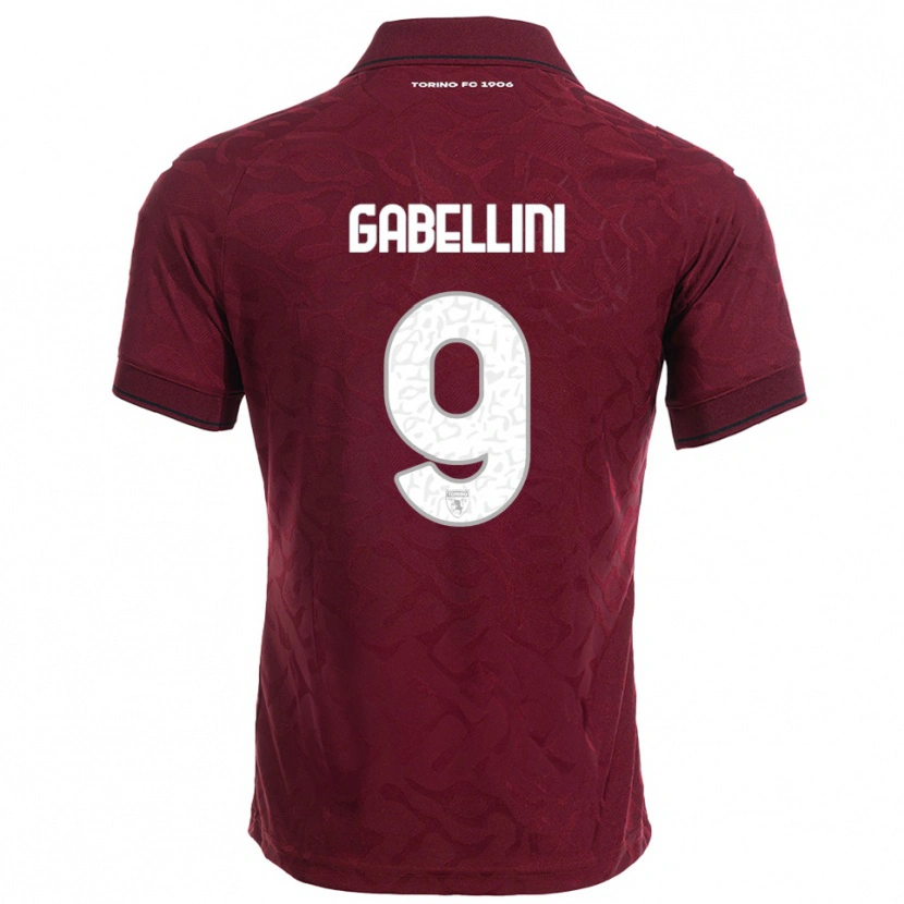 Danxen Mann Tommaso Gabellini #9 Burgunder Hvit Hjemmetrøye Drakt Trøye 2025/26 Skjorter T-Skjorte